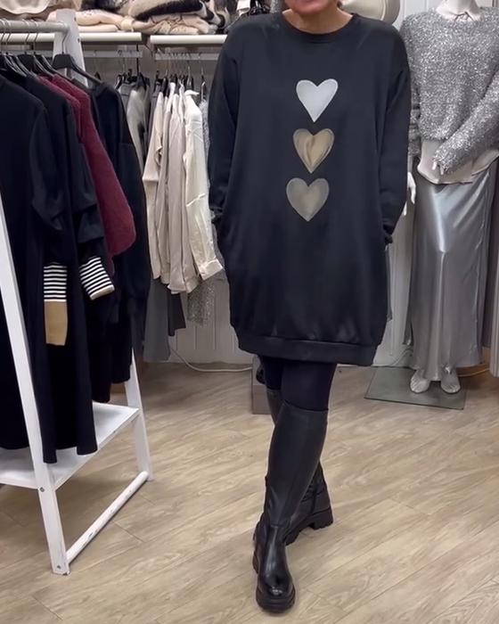 Sukienka Shift Wzór Serce Casual