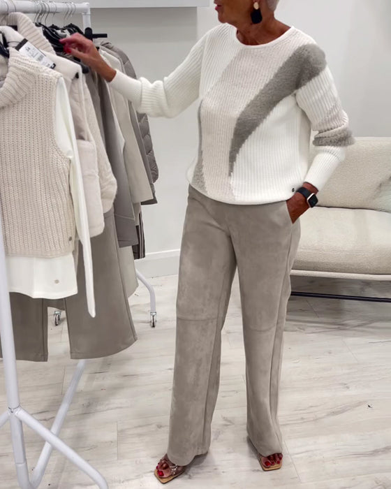 Sweter Okrągły Dekolt Wygodny Casual