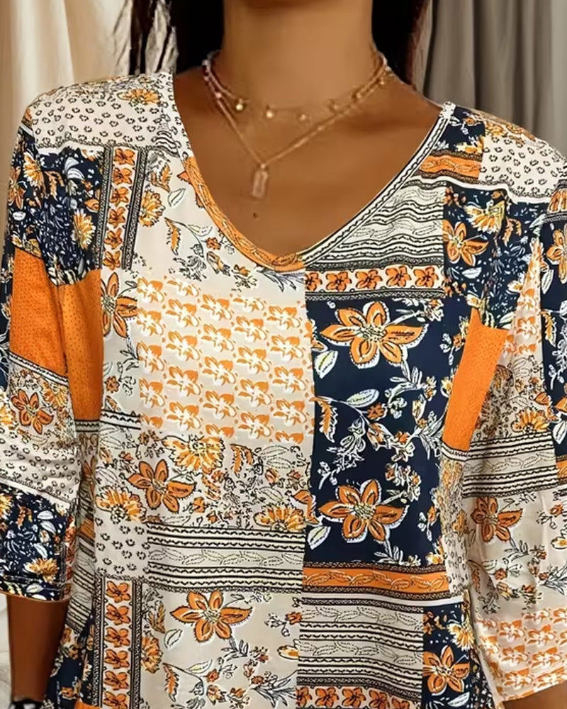 Top Vintage Kwiatowy Nadruk