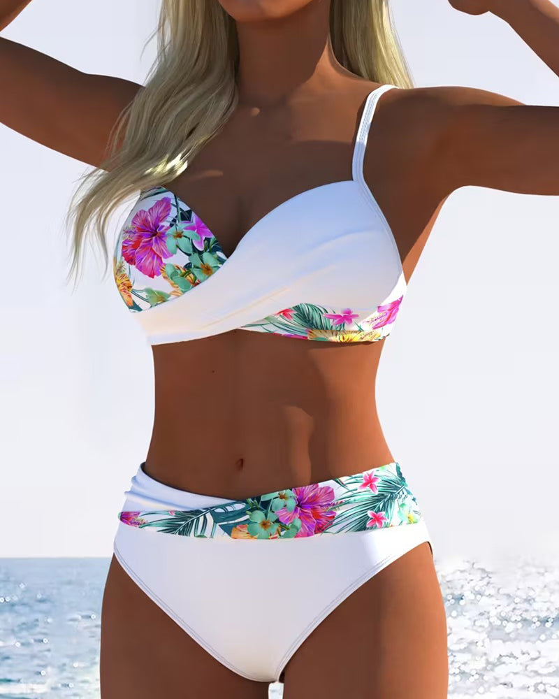Bikini Bralette Styl Kontrastowy Nadruk
