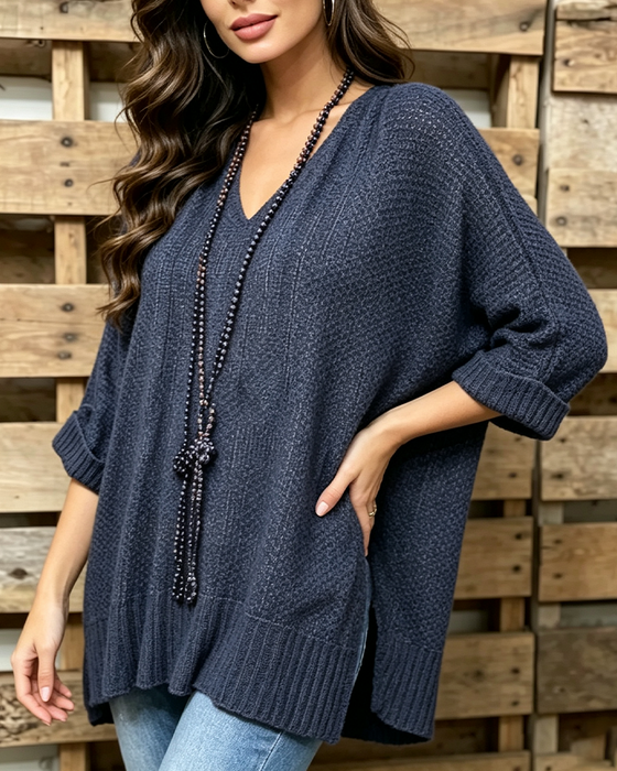 Pullover Ażurowy Oversized Swobodny
