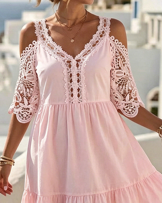 Sukienki Koronka Off-Shoulder Warstwowy Krótki
