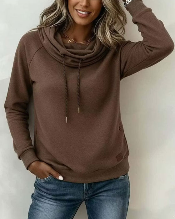 Bluza Mock Szyja Wiązanie Swobodny Sweter