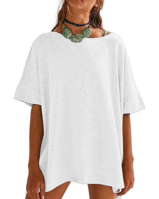 T-Shirt Jednokolorowy Patchwork Półrękaw