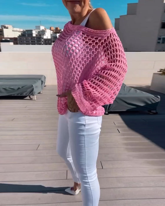 Bluzka z wycięciami w jednolitym kolorze