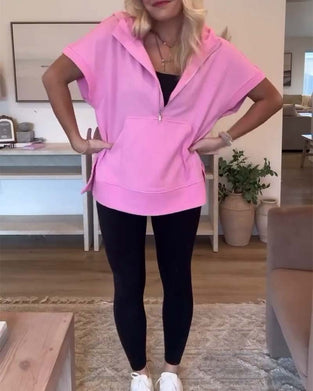 Bluza z krótkim rękawem i kieszenią zapinaną na zamek