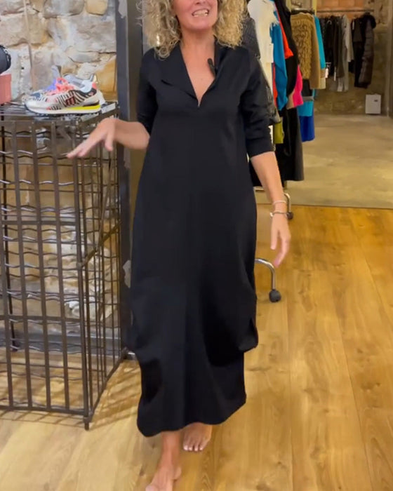 Sukienka W Kolorze Oliwkowym Z Dekoltem W Kształcie Litery V I Linią A