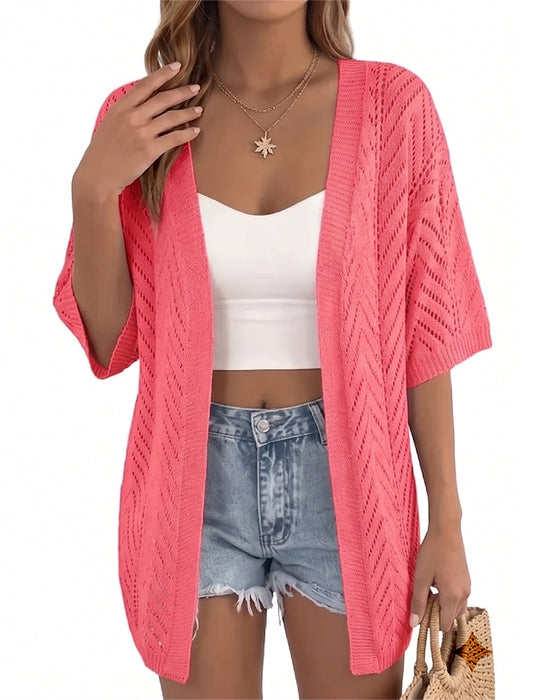 Cardigan Wycięcie Luźny Otwarty