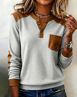 Sweter Waffle Casual Kolor Blok