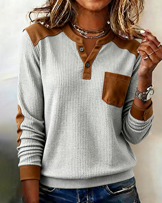 Sweter Waffle Casual Kolor Blok