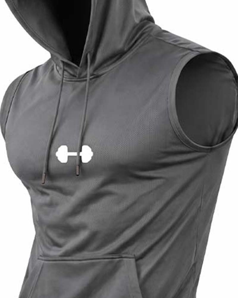 Tank Top Bluza Z Kapturem Bez Rękawów Sznurek