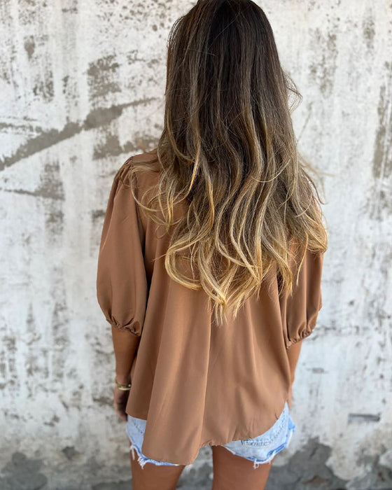 Bluzka Casual Moda Krótki Rękaw Jednolity Kolor