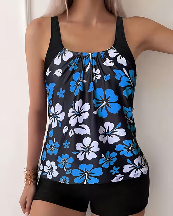 Tankini Hibiskus Druk Pływanie