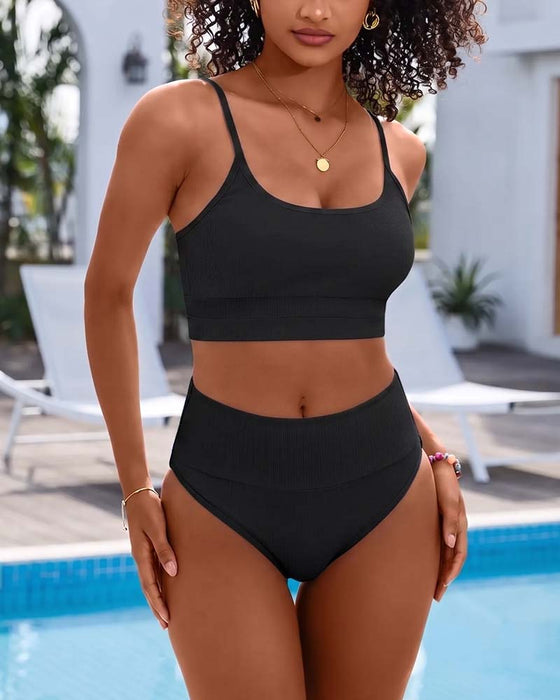 Bikini Jednolity U Szyja Wysoki Stan