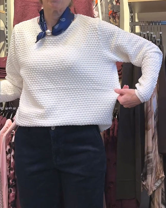 Bluza Okrągły Dekolt Pullover Jednokolorowy