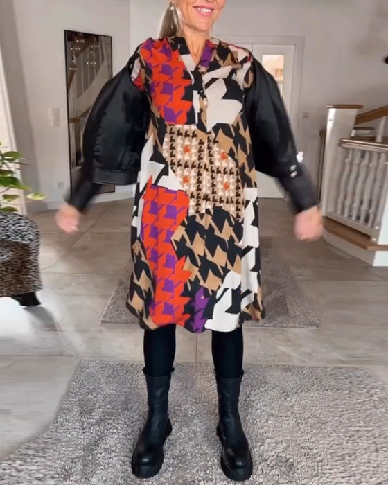 Sukienka z długimi rękawami i dekoltem w serek