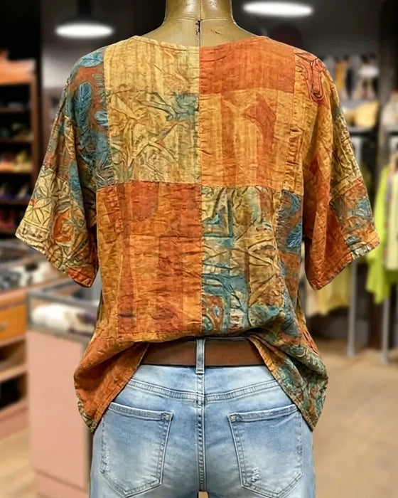 Bluzka Vintage Wzór Ważka Casual
