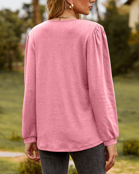 Casualowe bluzki z długim rękawem i dekoltem w kształcie litery V. Wonme