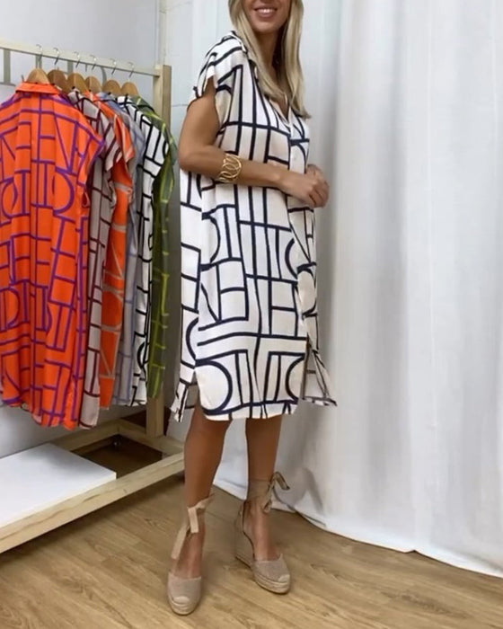 Damska sukienka na co dzień z nadrukiem