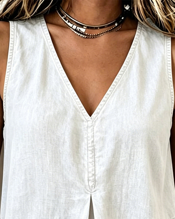 Top Dekolt V Denim