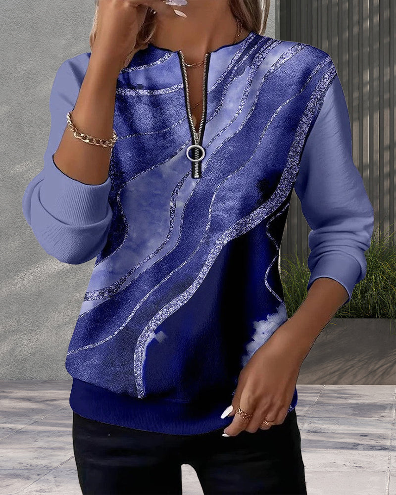 Bluza Z Półzamkiem I Nadrukiem Vintage