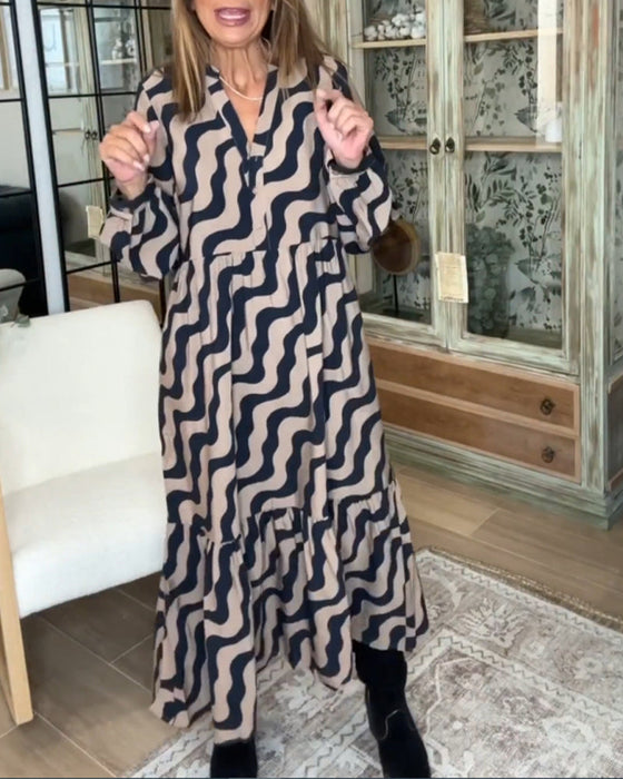 Długa luźna sukienka z nadrukiem