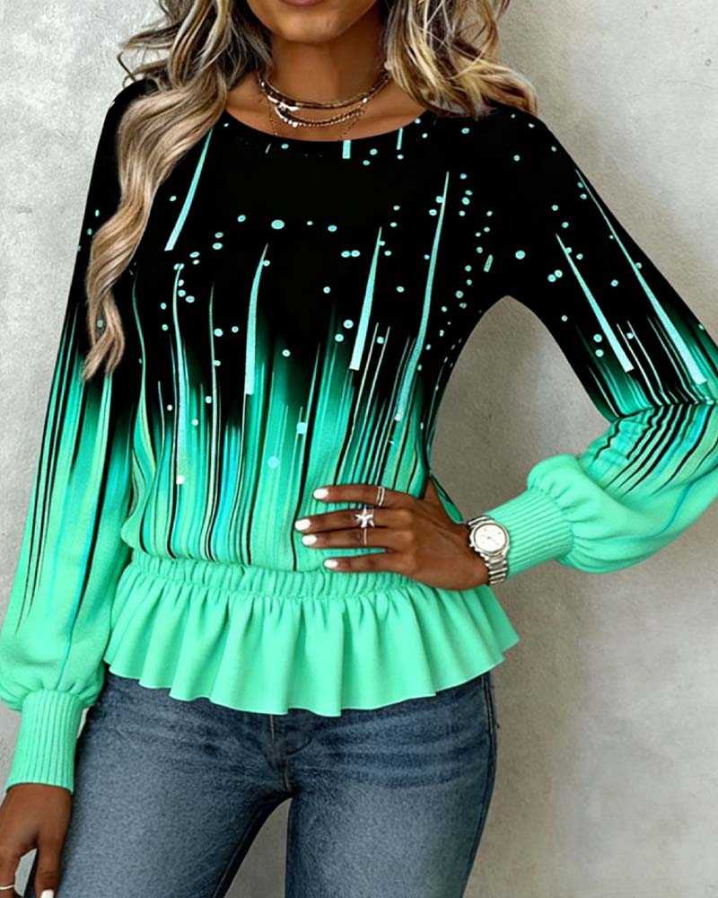 Top Rękaw Latarnia Wydruk Gradientowy