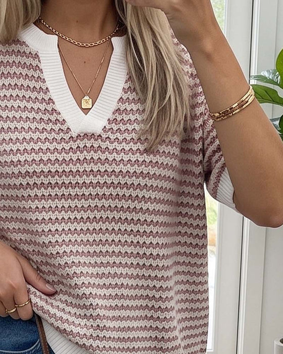 Sweter V-Szyja Modny Swobodny