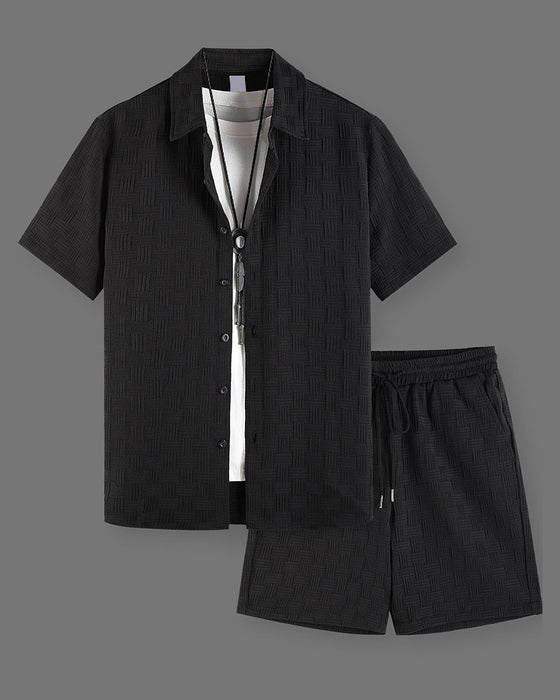 Zestawy W Kratę Polo Kołnierz Casual Mężczyźni
