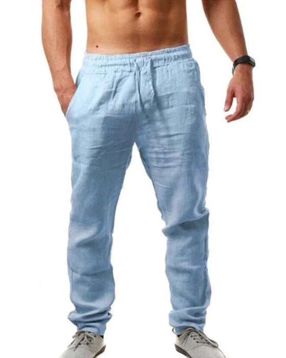 Męskie spodnie z lnu i bawełny