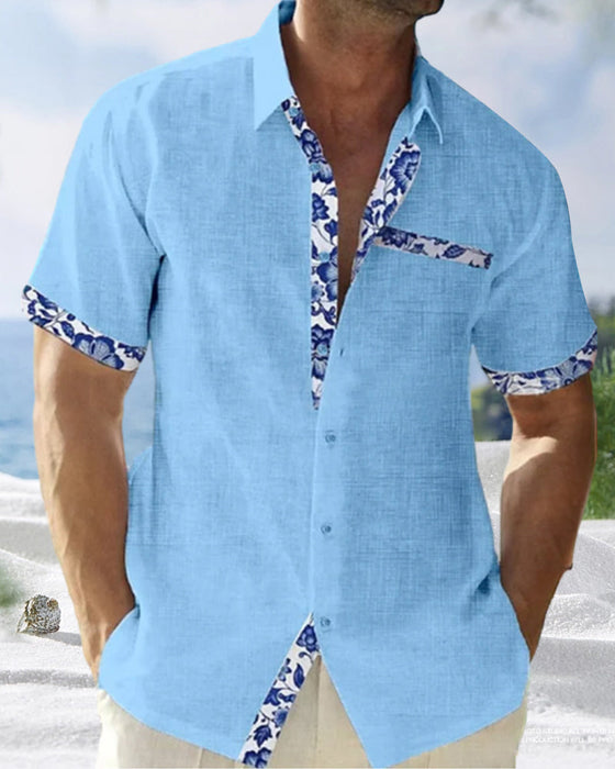 Koszula z krótkim rękawem z bawełny i lnu