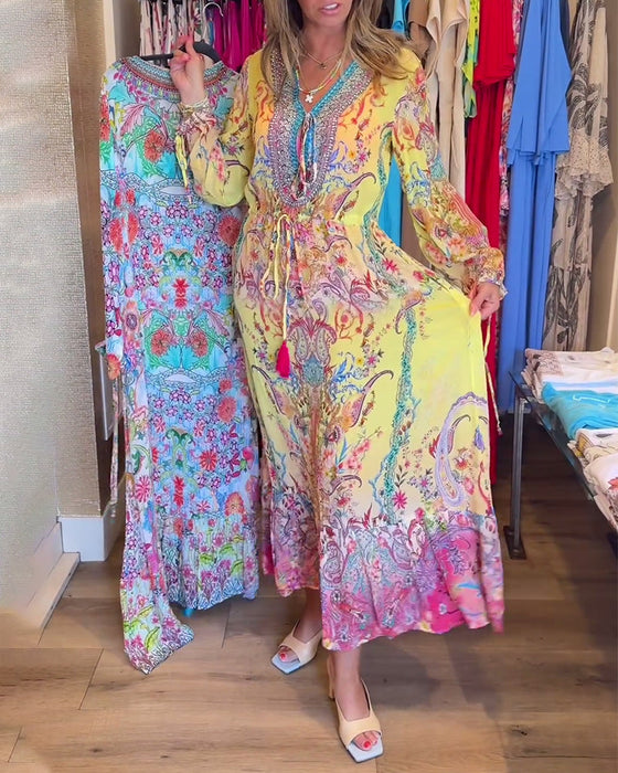 Sukienka z długim rękawem i nadrukiem