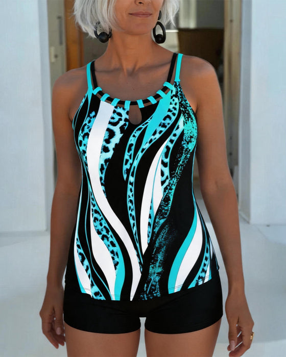 Tankini Lampart Druk Pasek
