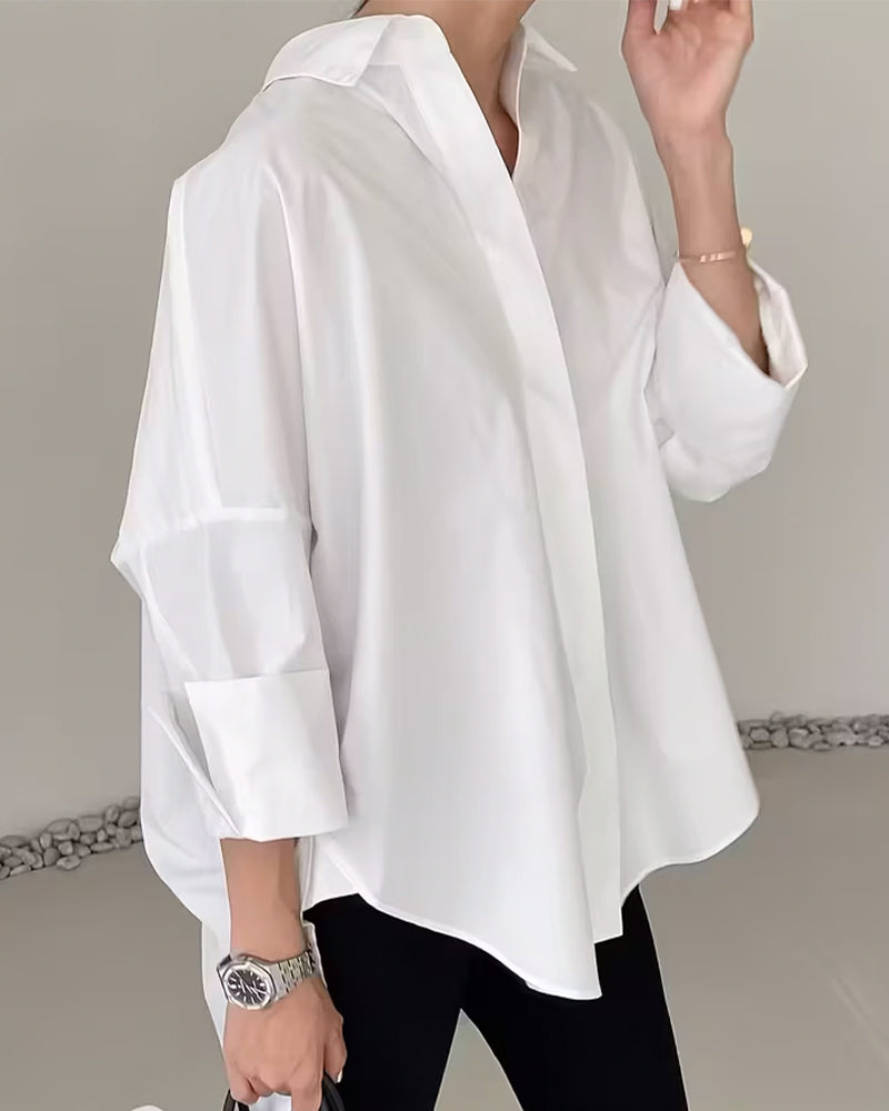 Koszula Stylowa Jednokolorowa Z Długim Rękawem