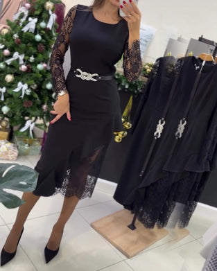 Sukienka Koronka Wstawiony Dopasowany Brzeg Lotosu Ogon Syreny