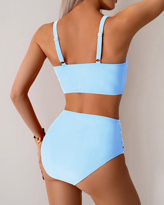 Bikini Jednokolorowy Węzeł Wysoki Stan Seksowny