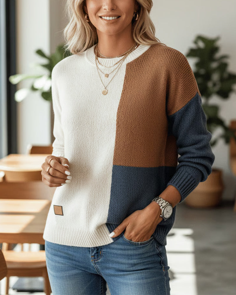 Sweter Color-Block Moda