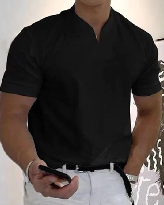 Sportowa koszulka z krótkim rękawem i dekoltem w serek