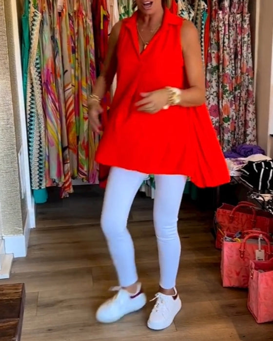 Bluzka bez rękawów z falbankami