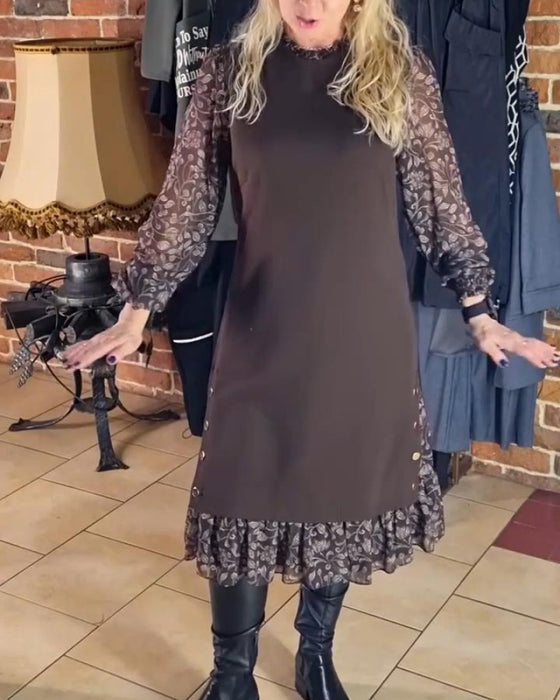 Sukienka Z Okrągłym Dekoltem Imitacja Dwuczęściowej