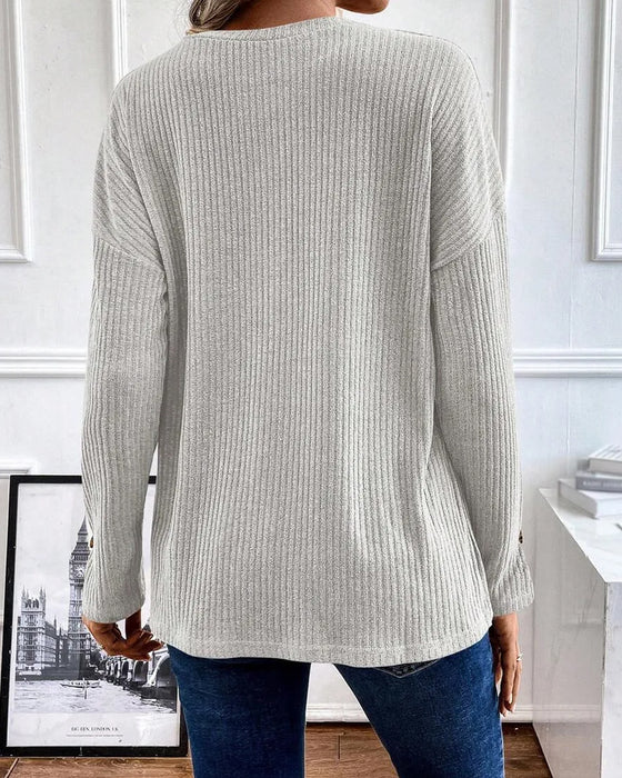 Bluzka Żebrowana Pół Zamek Błyskawiczny Pullover