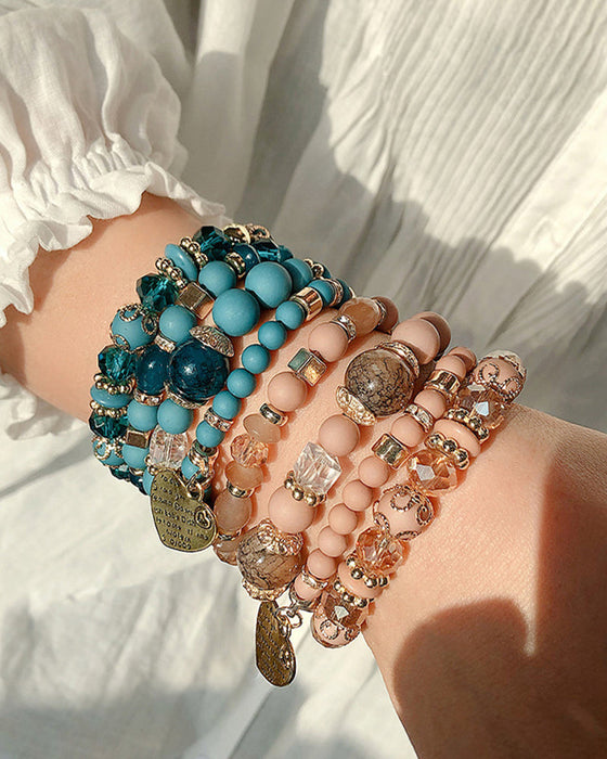 Warstwowa bransoletka z koralików w kształcie serca