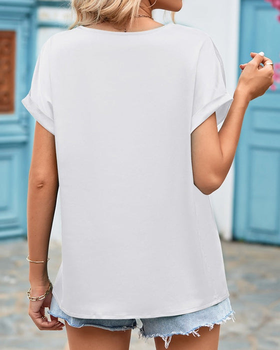 Koronkowa bluzka z krótkim rękawkiem