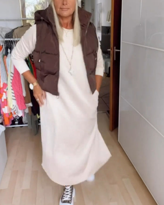 Jednokolorowa kamizelka z kapturem