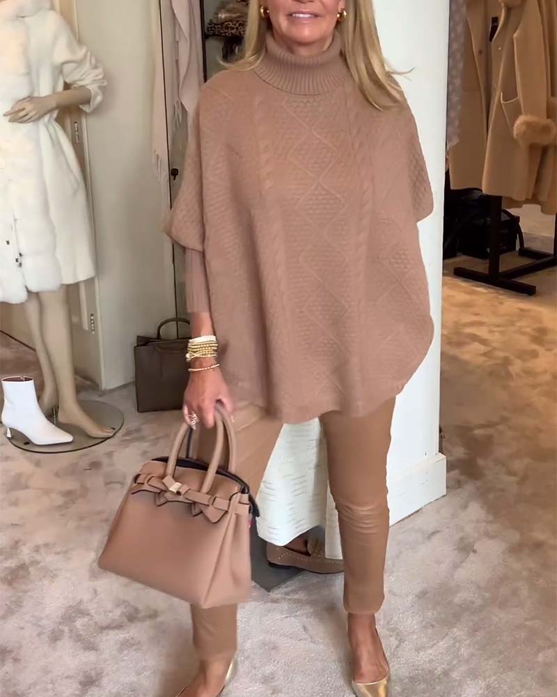 Sweter z golfem w jednolitym kolorze