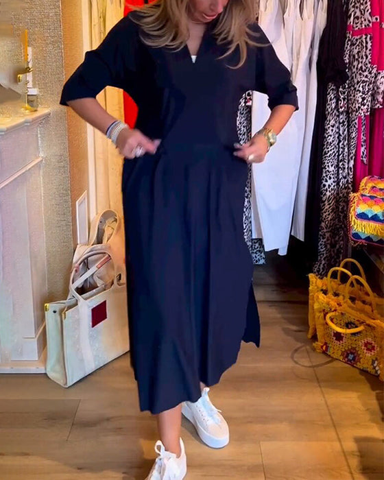 Sukienka kieszonkowa z dekoltem w kształcie litery V