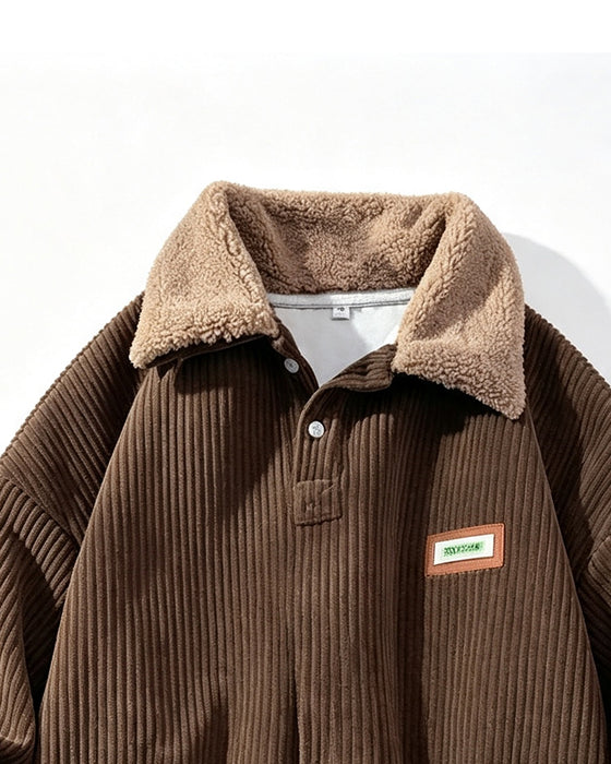 Bluza Sztruks Zapinany Na Guziki Klapa