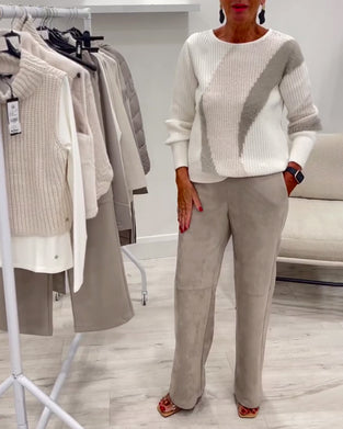 Sweter Okrągły Dekolt Wygodny Casual