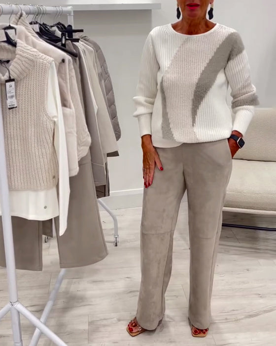 Sweter Okrągły Dekolt Wygodny Casual