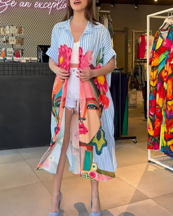 Bluzka z guzikamii rozcięciem w pionowe paski